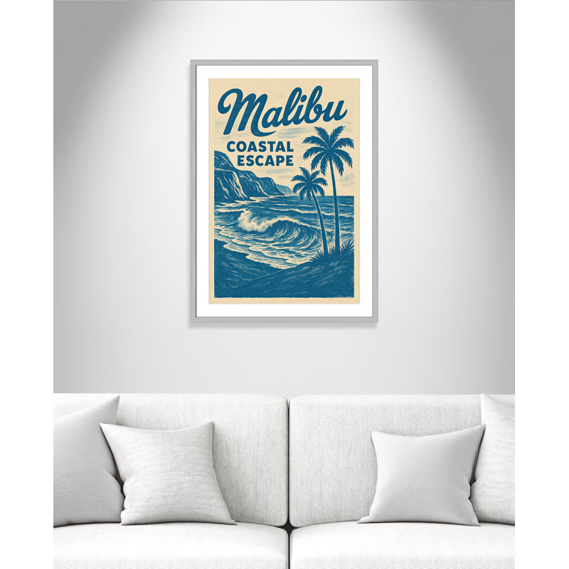«Malibu Coastal Escape Print» par Julian Cove pour , 25.5'' W x 35.5'' H, Imprimé mat, Argent mat