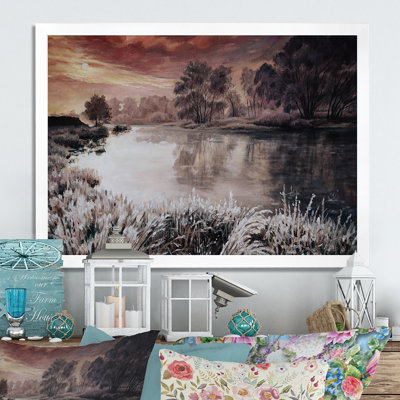 Winter River Landscape - reproduction de cadre flottant sur toile
