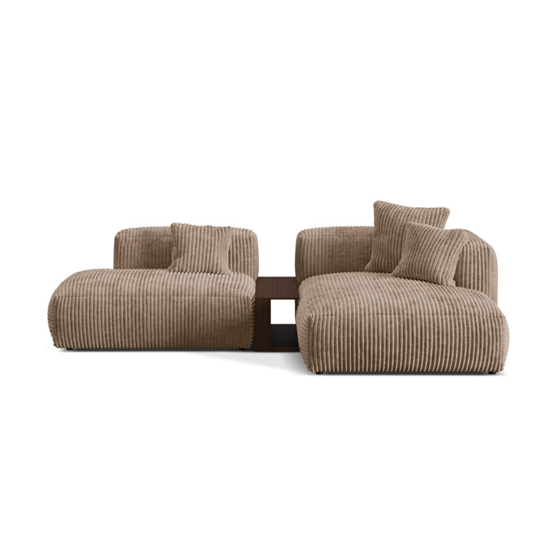 Betsayda 2 Seater Corduroy Corner Sofa , Acorn