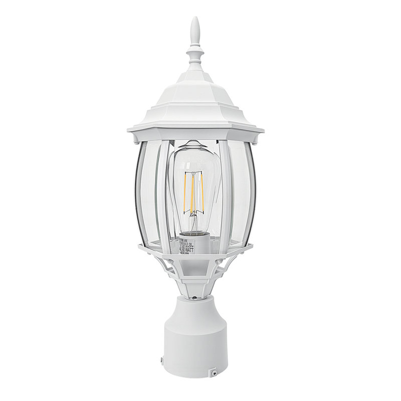 Lanterne murale d'extérieur 17 po H blanche avec panneaux en verre transparent, Powder Coated Finish