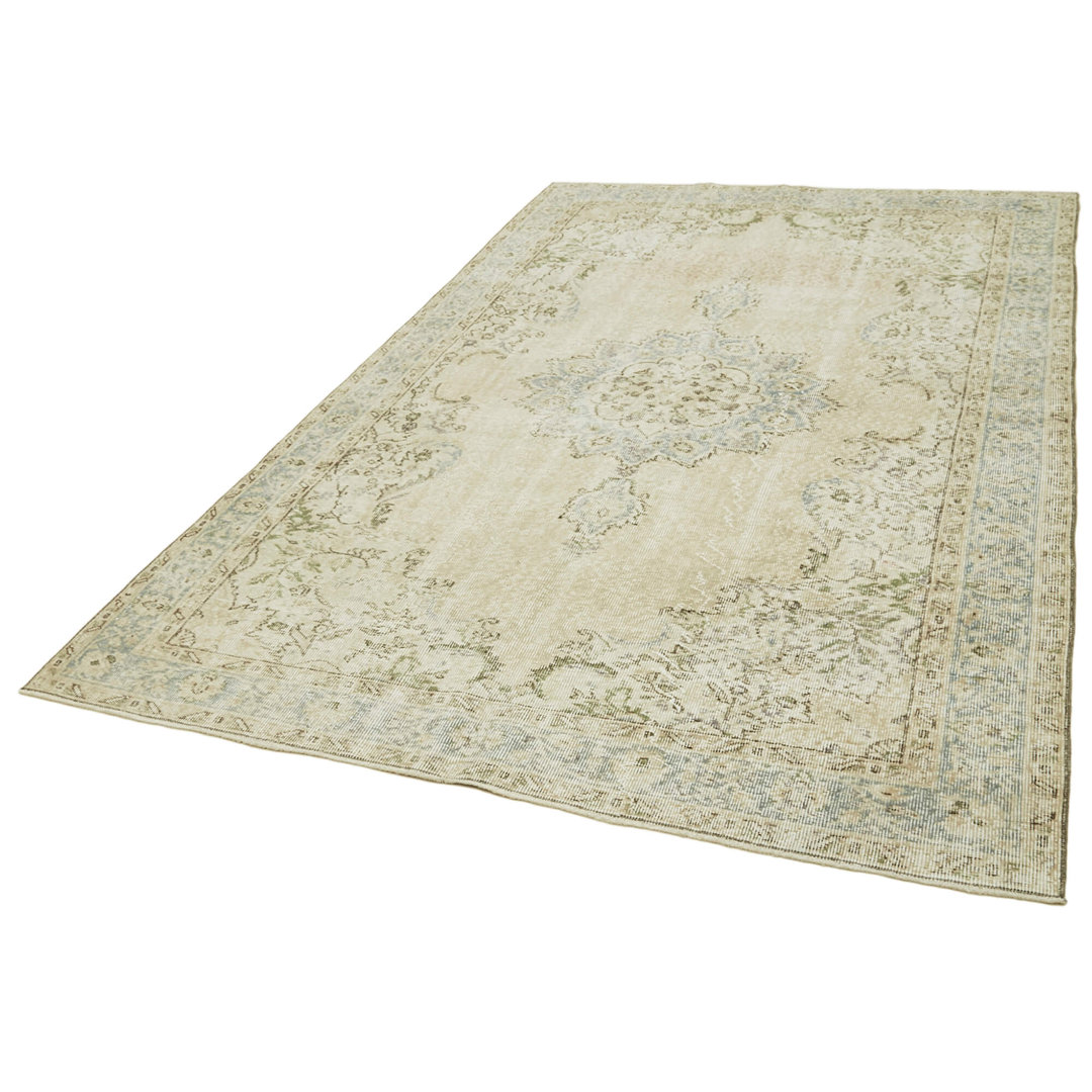 Vintage Beige Vintage Wool Handmade Area Rug