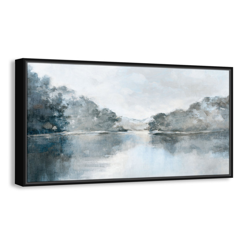 Whispers of the Blue Lake - Version panoramique, impression par Luna Mavis, H 19,5 po x l 37,5 po, Noir