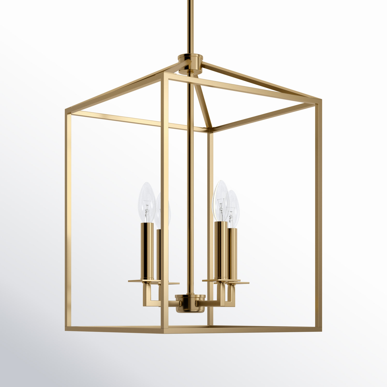 Ellis 4 - Light Dimmable Lantern Chandelier, 18.5" H x 12.25" W x 12.25" D, Satin Brass, No