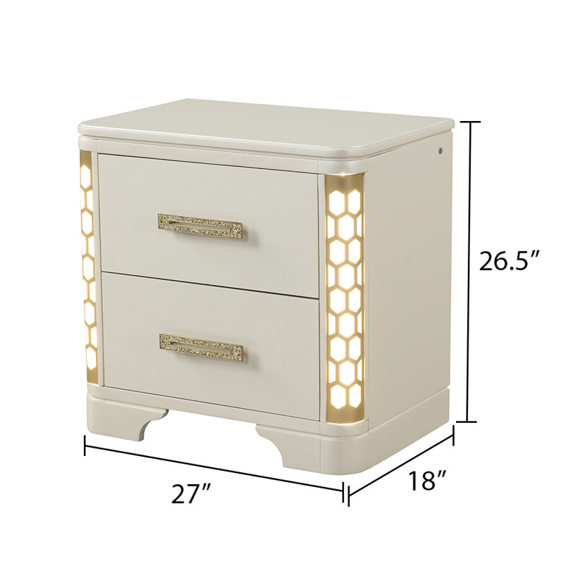 Ensemble de chambre avec meuble-lavabo 4 pièces avec éclairage DEL Devien, Très grand