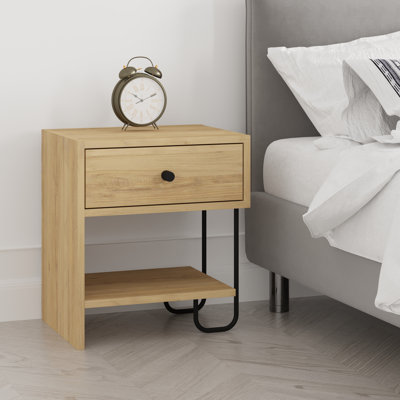 Brygida Minimalist Bedside Table 18mm Wood Soft-Close Drawer Compact Design