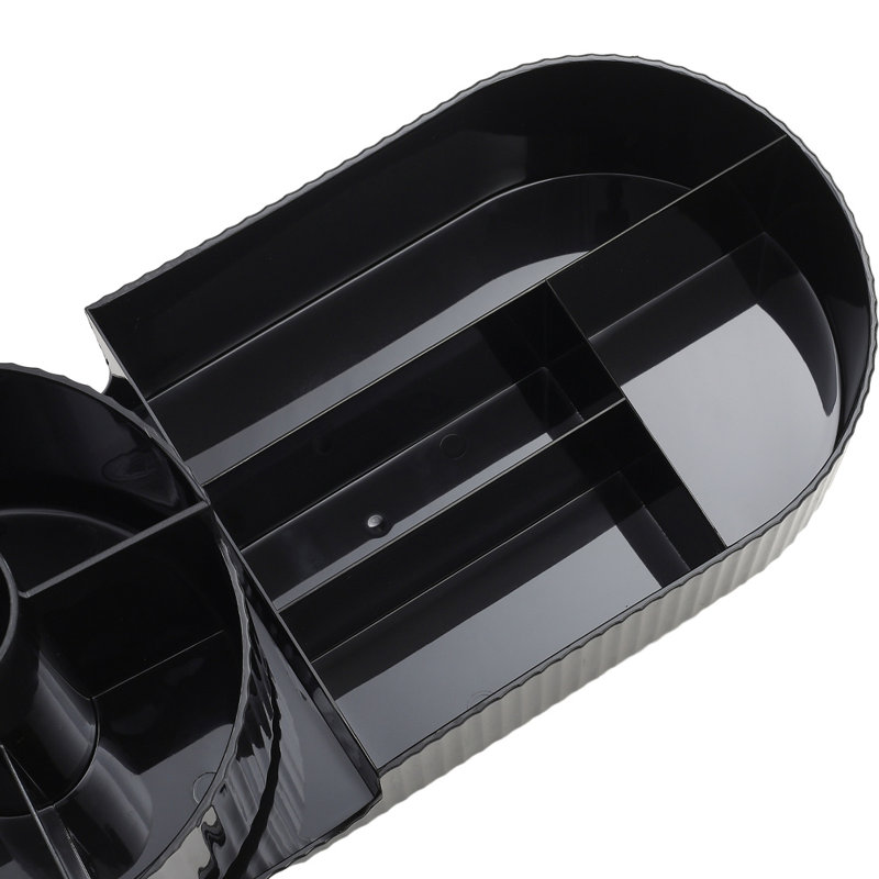 Nakayah Plastic 9 Compartment Makeup Organizer, Black