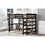 Lit mezzanine double avec tablettes de rangement et bureau sous le lit-1492500851