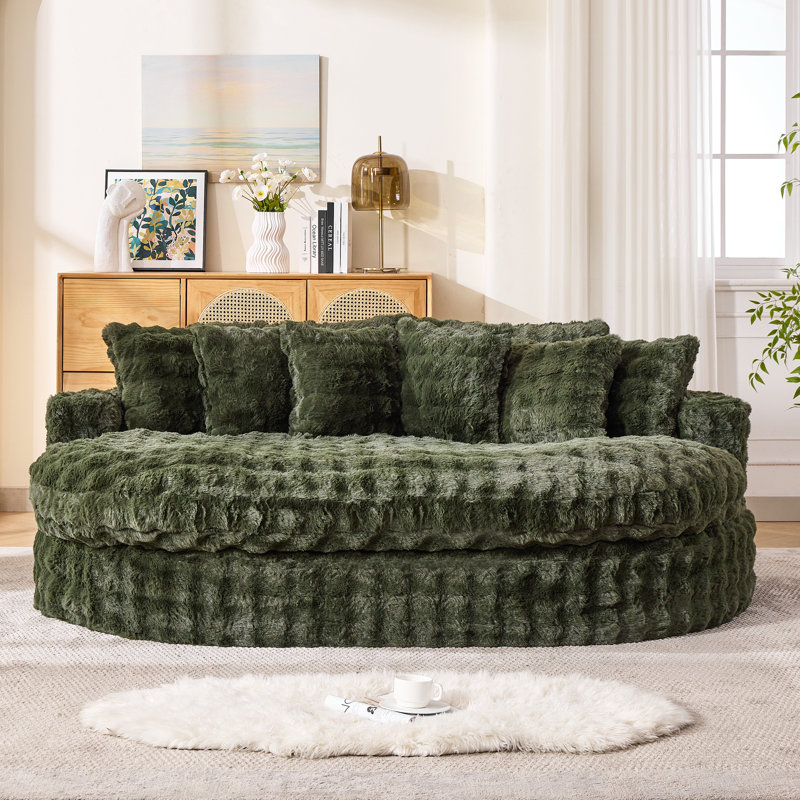  Méridienne rembourrée surdimensionnée de 83 pouces, canapé-lit à compression moderne moelleux, Beige