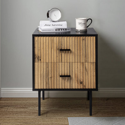 Alexandera 19.7" W 2-Drawer End Table with Metal Legs