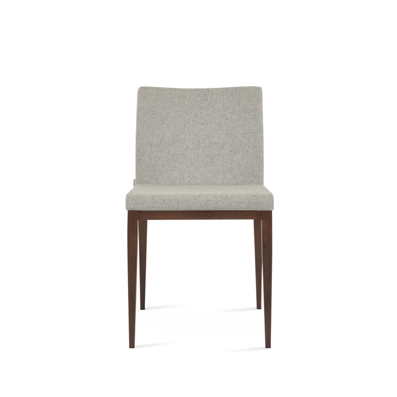 Aria MW Side Chair, Silver Wool, Walnut