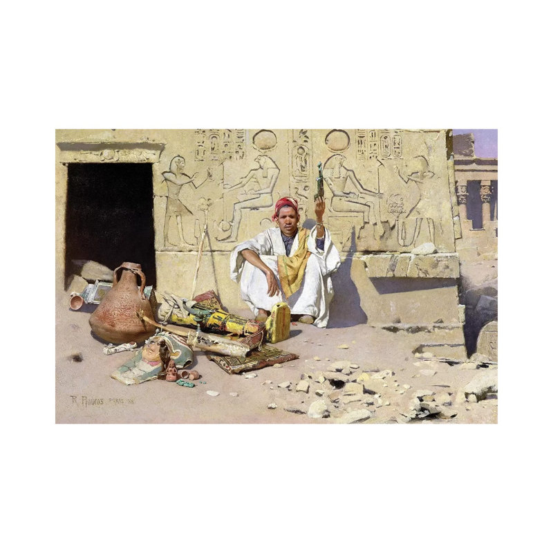 The Seller Of Artefacts, 1885 by Raphael Von Ambros - Wrapped Canvas Painting, 20.32cm H x 30.48cm W x 1.91cm D