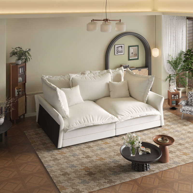 Canapé rembourré 90,55 "moderne et confortable avec nuage, sièges profonds avec plusieurs grands coussins moelleux, chaise longue convertible pour salon, chambre à coucher, appartement, bureau