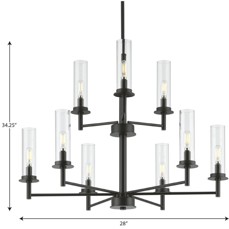 Lustre classique à 9 lumières de style bougie, Noir mat