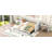 Twin XL to King Size Upholstered Daybed with Two Drawers, Beige