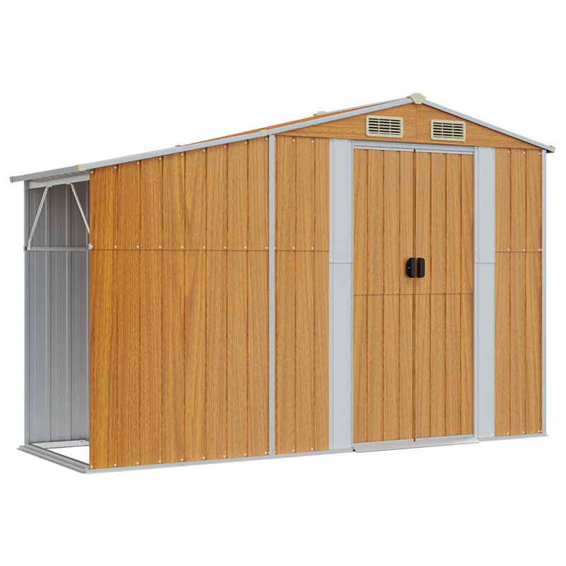 Brysin Garden Shed 277x279x179 cm Galvanised Steel, Light Brown