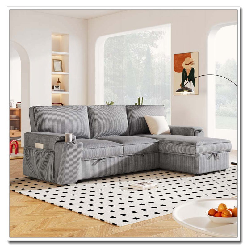 Canapé-lit modulaire avec sacs de rangement et 2 porte-gobelets Upholstery