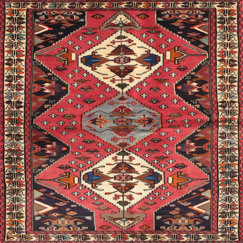 Tapis oriental rouge / noir Kerio, Carré 4 pi