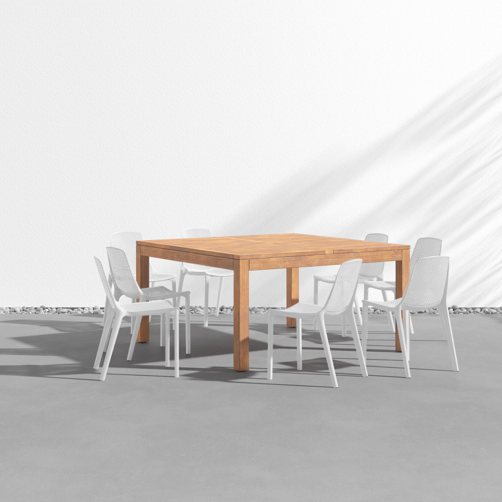 Anautica Square 8 - Person Outdoor Dining Set, White