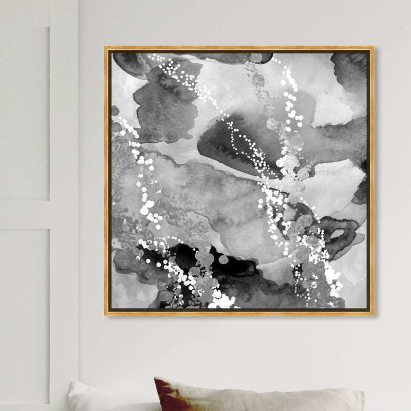 «Abstract Even More Love Silver», reproduction d'art graphique sur toile, Encadrement doré, H 16 po x l 16 po x 1,5 po