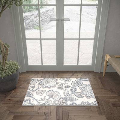 Tapis gris / crème tissé à la machine Majoros