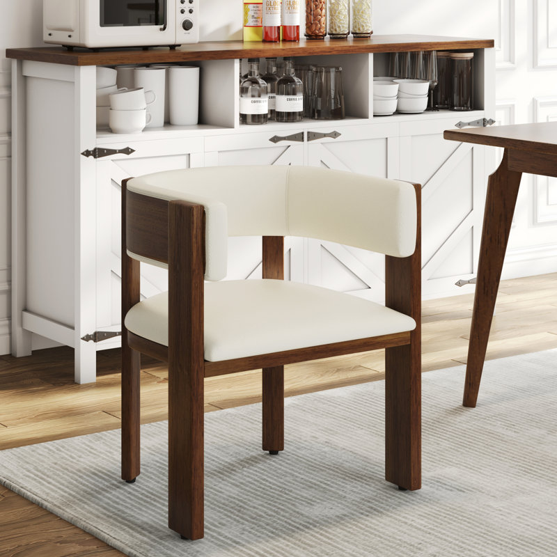 Chaise avec accoudoirs, ensemble de 2 chaises en tonneau, chaise rembourrée à dossier incurvé avec structure en bois pour salle à manger Kicken