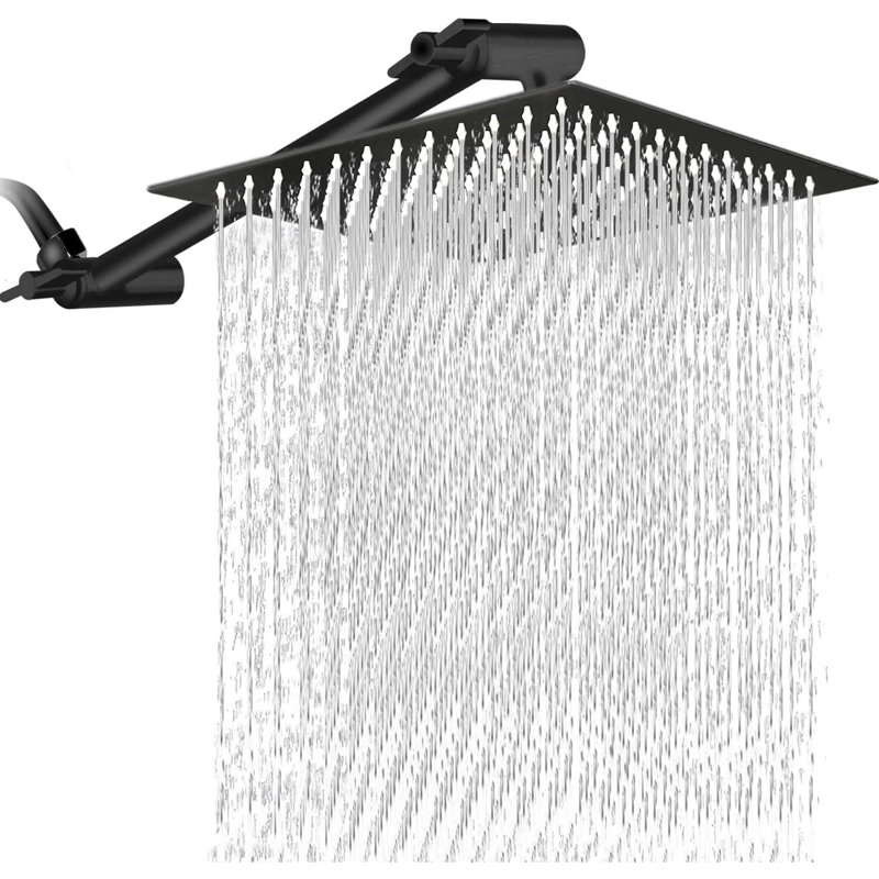 High Pressure Rainfall Shower Head, Matte Black