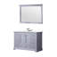 48 po De salle de bain gris foncé avec comptoir en quartz blanc, robinet, 46 miroirs et teinture, robinet de salle de bain
