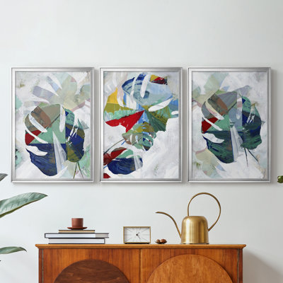 Monstera IV - Toile tendue avec châssis sur mesure - 3 pièces