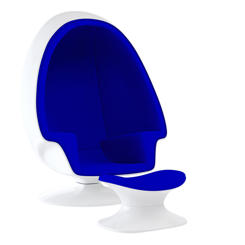  Fauteuil ballon pivotant en polyester de 30 po de largeur et repose-pieds, Bleu