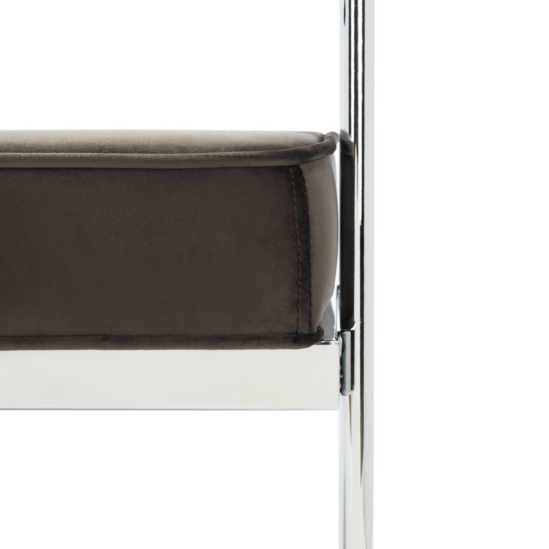 Banc rembourré en similicuir Alishia, H 24,75 po x l 48 po x P 17,25 po, Shale