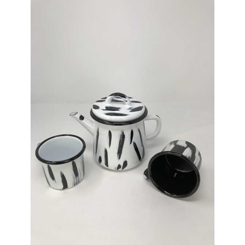 Murcia Enamelware Mug, Black/White