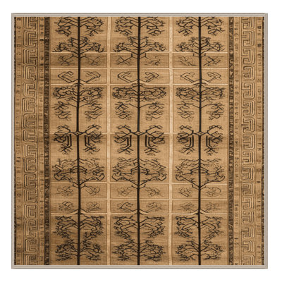 Machine Washable Art Deco Brown Area Rug