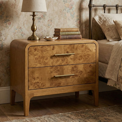 Adden Burl Wood 2-Drawer Nightstand