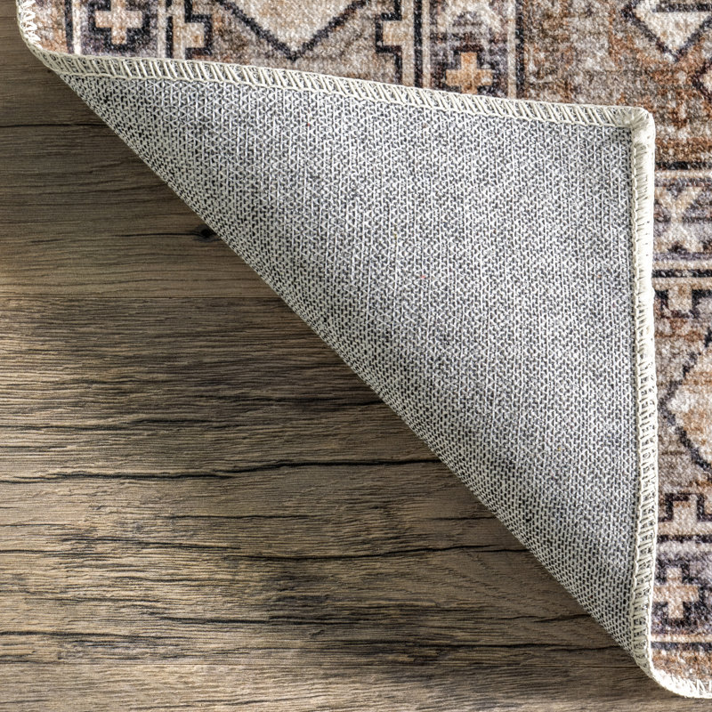 Mae SpinClean Tribal Motif Machine Washable Area Rug, Rectangle 3' x 5'