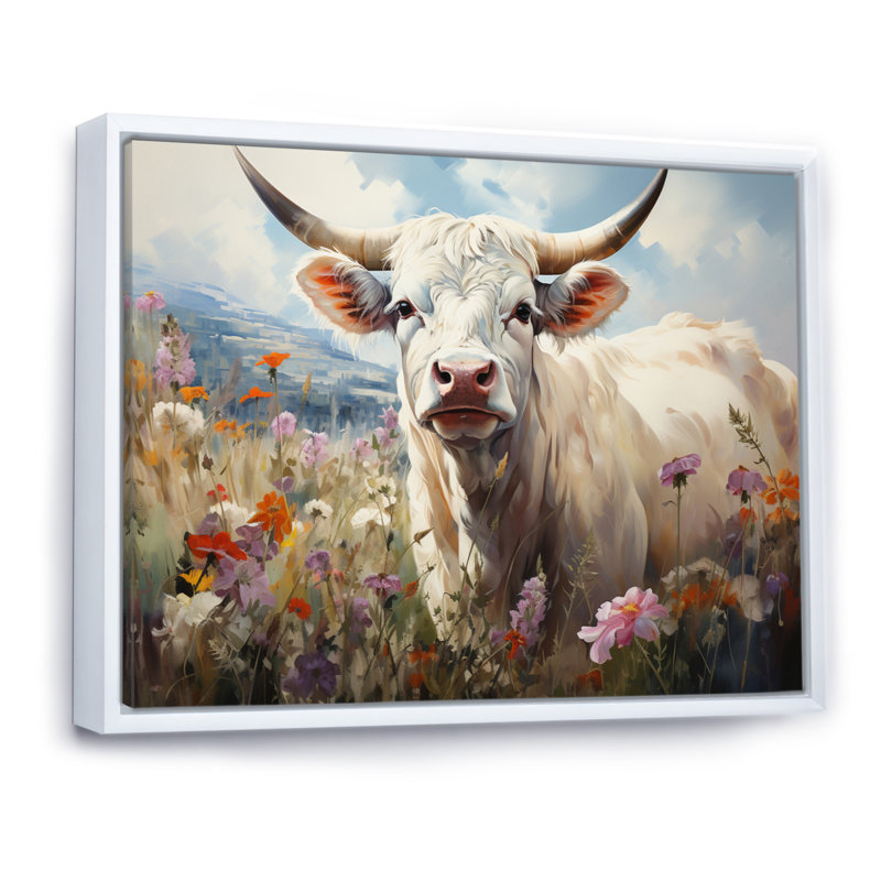 «Country Charm Pastel Meadows I», reproduction sur toile, H 16 po x l 32 po x P 1 po, Cadre flottant blanc