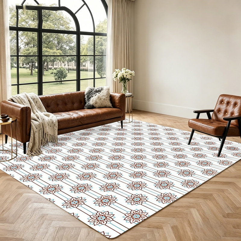 Vintage Floral Pattern Area Rug, Non-Slip Floor Mat for Living Room, Bedroom, Home Decor, Indoor Rugs, Washable Carpet, Oriental Style