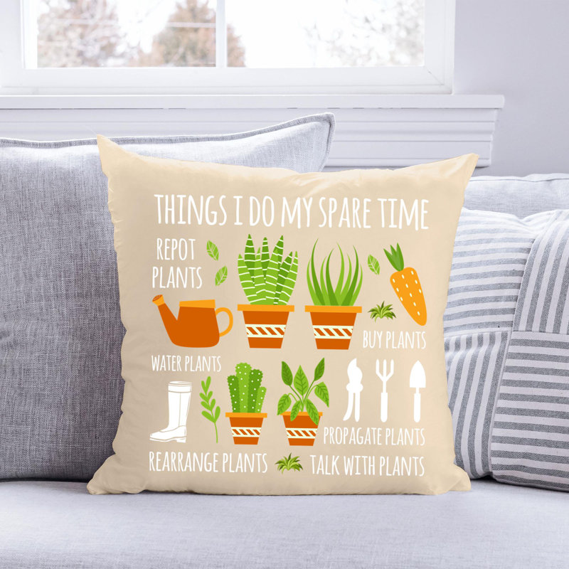 Citation amusante «Garden Lover» 894 - Coussin décoratif inclus, H 18 po x l 18 po