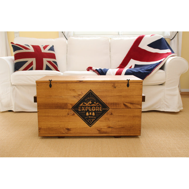 Gerald Solid Wood Coffee Table with Storage, Light Brown