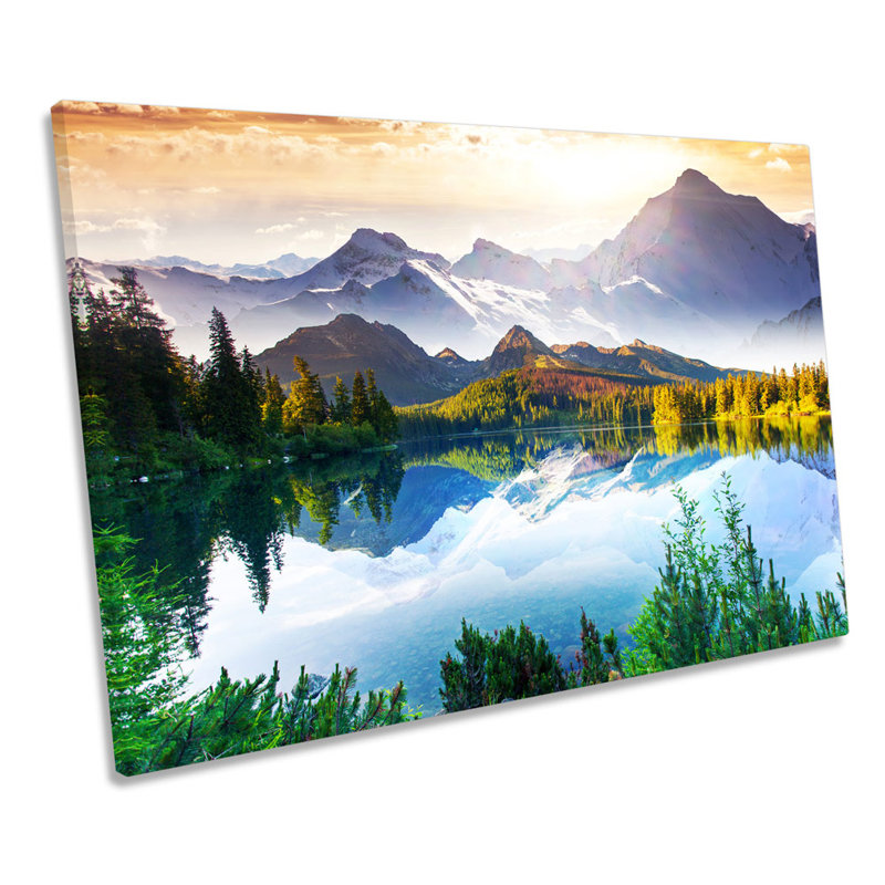 Mountain Landscape Lake - Wrapped Canvas Print, 40.6cm H x 61cm W x 2cm D