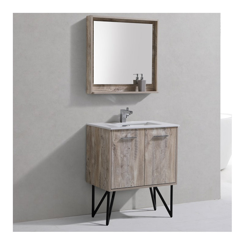 Almaraz 29.5'' Single Bathroom Vanity with Quartz Top, Nature Wood