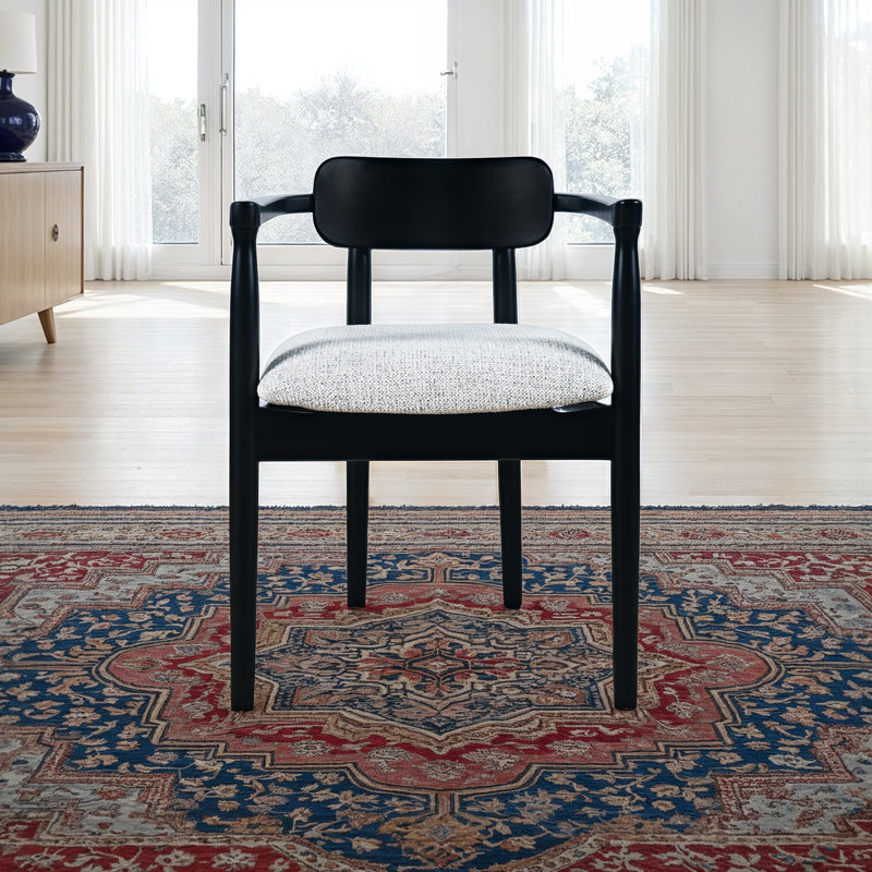 Linden Mid-Century Modern Upholstered Dining Chair with Sculpted Back and Arms - Set of 2