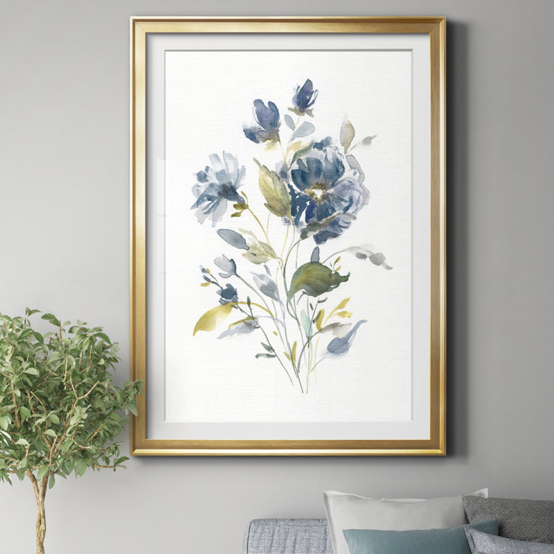 Lin botanique I - Cadre photo, reproduction d'art sur papier, Doré, H 18,5 po x l 24,5 po x P 1,5 po