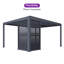 Pergola en aluminium mauve à persiennes mauve à motif de persiennes 94a avec toit à rideau ajustable pour terrasse et abri de jardin à toit rigide gris, 1 côté long-112905074