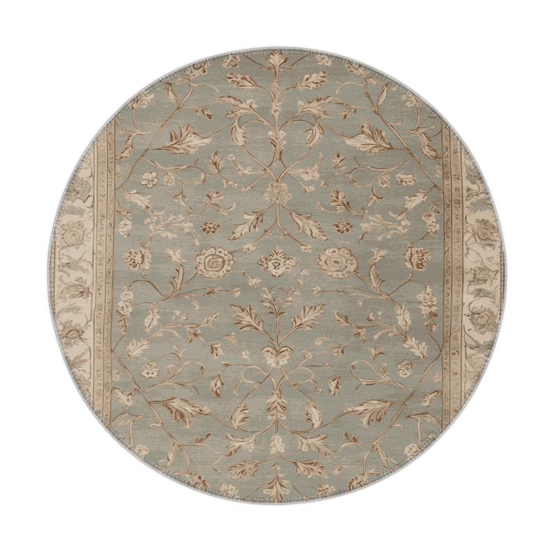 Tapis gris d'intérieur et d'extérieur Tabriz, Rond 5 pi