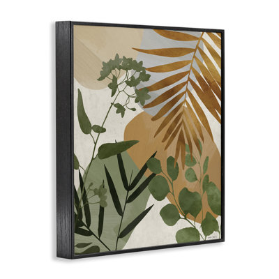 Giclée encadrée de feuilles tropicales terreuses, design par Amber Sterling