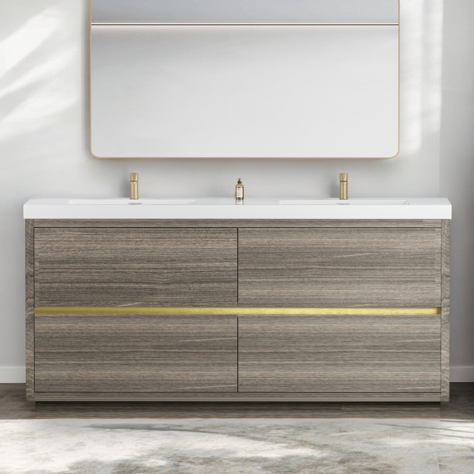 Beira 71" Double Bathroom Vanity, Ash Gray