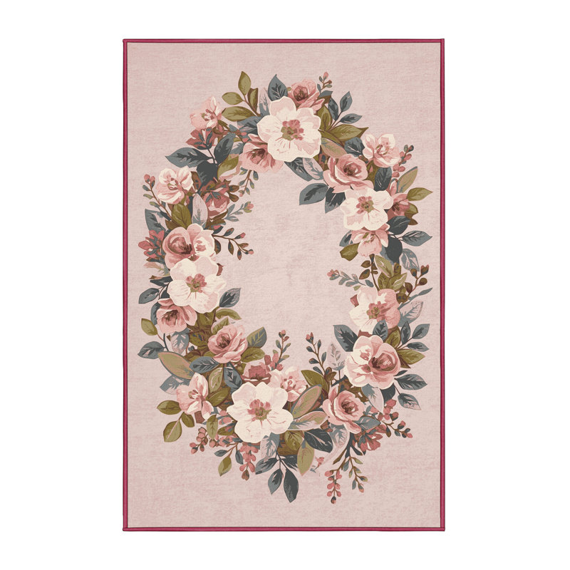 Soft Plush Faye Easter Modern & Contemporary Abstract Area Rug in Pink – Rose Binding, 4x6