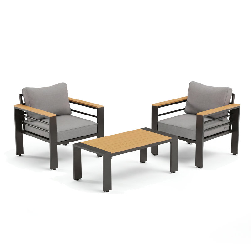Ensemble de conversation canapé en aluminium pour 2 personnes avec coussins Eby