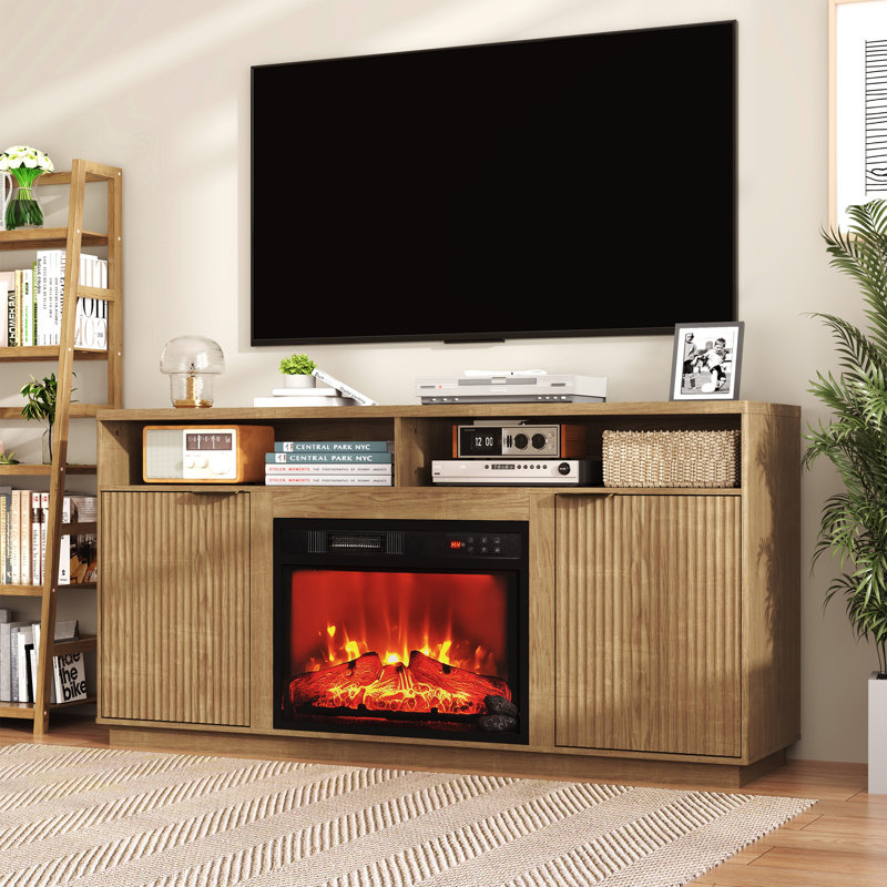 Meuble télé avec foyer 59 po x 15,75 po COCO DESIGN, Jaune, Oui