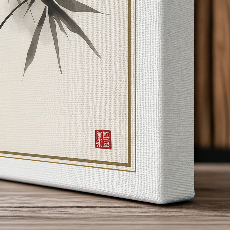 Bamboo in Ink Japandi - Wrapped Canvas, 30x20 - 76.2 x 50.8 cm, White Border
